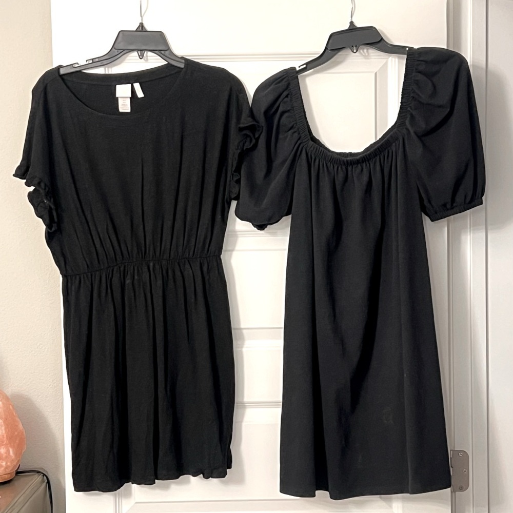 2 black H&M cotton dresses